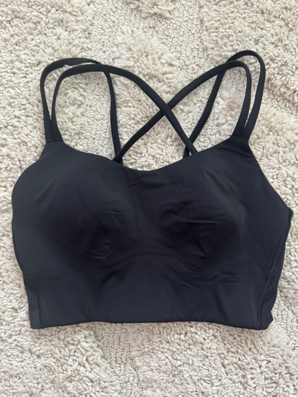 lululemon athletica Like a Cloud Black Strappy Sports Bra Longline Logo Size 4 - Picture 2 of 4